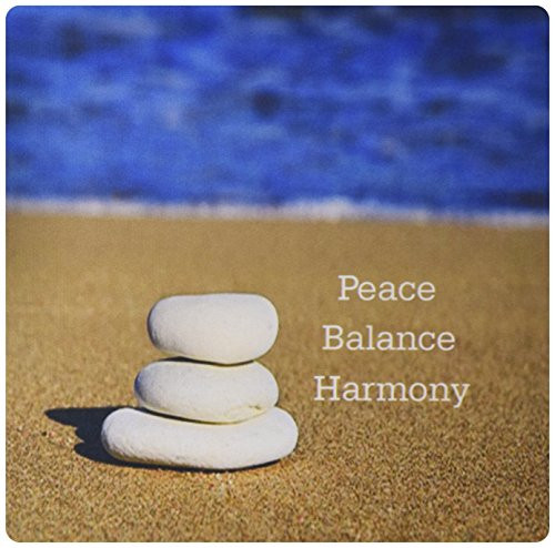 3dRose LLC 8 x 8 x 0.25 Inches Mouse Pad, Image of Zen inspirational Message with Stones Stacked on The Beach (mp_180664_1)