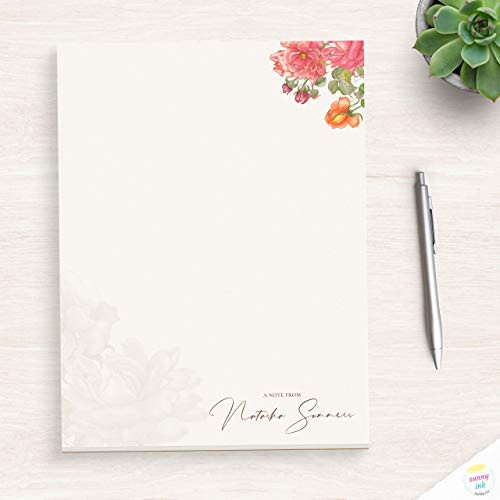 Personalized Floral Notepad - Custom Rose Flower Notepad - Flower Writing Pad - Rose Garden