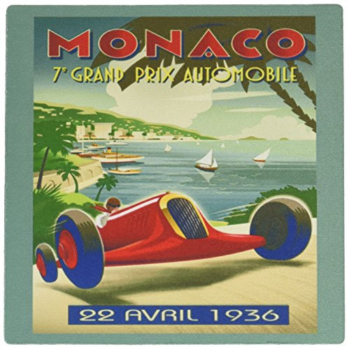 3dRose LLC 8 X 8 X 0.25 Inches Mouse Pad Print of Vintage Monoco Race Car Along Seashore (Mp_185279_1)