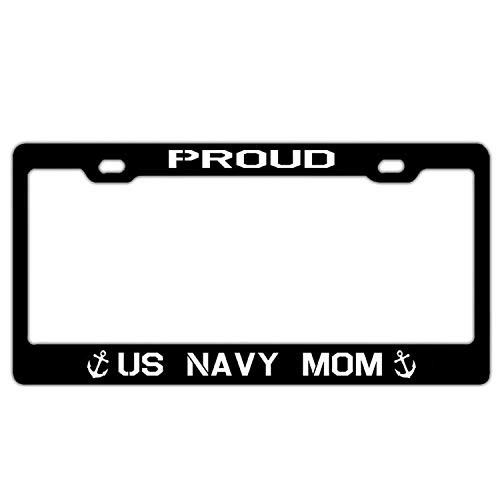 JUCHen License Plate Frame for Women Men Aluminum Metal License Tag Holder with Chrome Screw Caps Proud U.S. Navy Mom JUCHen License Plate Frame for Women Men Aluminum Metal License Tag Holder with Chrome Screw Caps Proud U.S. Navy Mom