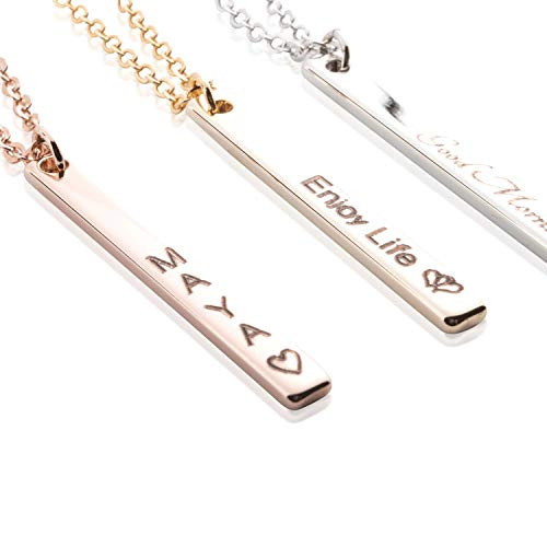 Personalize Vertical Name bar necklace Hand stamped Gold Silver Rose Gold Plated Personalized message christmas gift customize bridesmaid Personalize Vertical Name bar necklace Hand stamped Gold Silver Rose Gold Plated Personalized message christmas gift customize bridesmaid