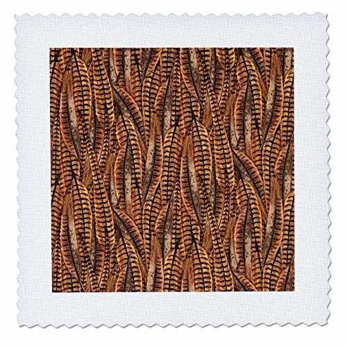 3dRose Pheasant Feathers in Brown Yellow n Black-Quilt Square  6 by 6-inch -qs_60533_2-