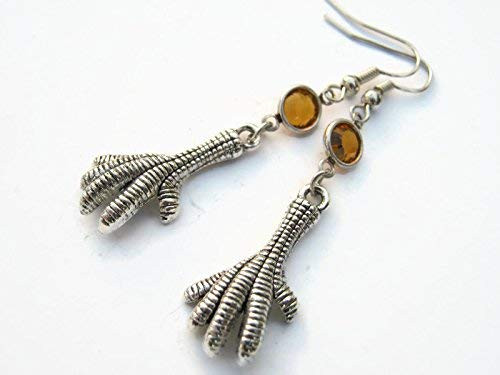 Chicken Feet Birthstone Earrings  Personalized Bird Earrings  Animal Avian Earrings  Farmer Earrings