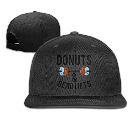 Sevencu1 Outdoor Donuts and Deadlifts Flat Bill Plain Snapback Hat Adjustable Trucker Baseball Cap Bill Visor Black