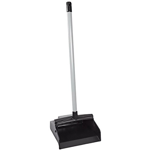 LobbyMaster Plastic Lobby Dustpan  12inch  Wide  37inch  High  Black Pan White Handle