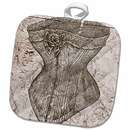 3D Rose Hydrangea with Script Vintage Flowers Pot Holder, 8" x 8"