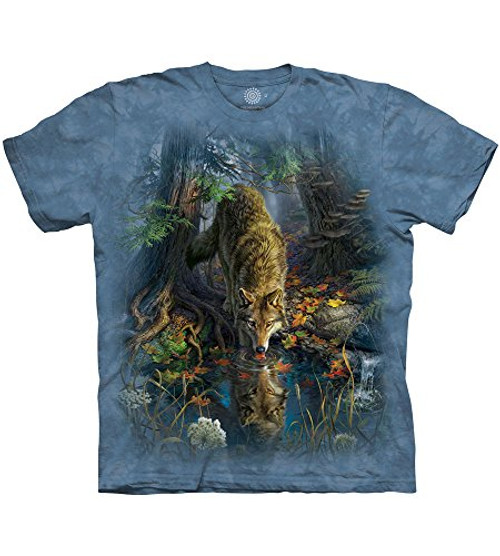 The Mountain Enchanted Wolf Pool Adult T-Shirt Blue XL The Mountain Enchanted Wolf Pool Adult T-Shirt Blue XL