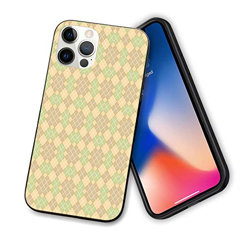 Plaid Compatible with New iPhone 12 2020 Case Overlapping Diagonal Grid Layouts with Pastel Colors and Dotted Lines Mesh Pattern Slim TPU Case Enhanced Camera and Screen Protection Multicolor