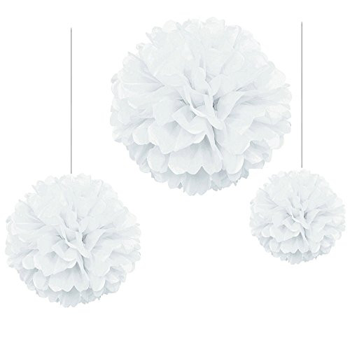 Joinwin® 12PCS Mixed Sizes White Tissue Paper Flower Pom Poms Pompoms Wedding Birthday Party Nursery Decoration