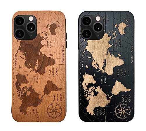 iPhone 11 Wood Phone Case  World Map Protective Case  iPhone 11 Pro Max  iPhone Xs Max  iPhone Xr -Black  iPhone X  XS-