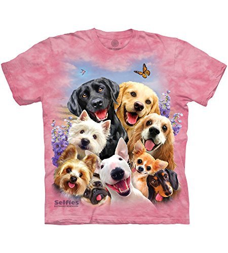 The Mountain Dog Selfie Adult T-Shirt  Pink  XL