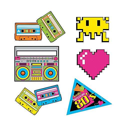 Fun Express - 80_s Party Cutouts -6pc- for Party - Party Decor - Wall Decor - Cutouts - Party - 6 Pieces