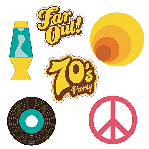 Fun Express - 70_s Party Cutouts -6pc- for Party - Party Decor - Wall Decor - Cutouts - Party - 6 Pieces