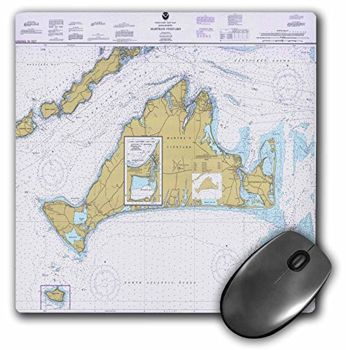 3dRose Print of Nautical Map of Marthas Vineyard Mouse Pad, 8" x 8" (mp_214258_1)