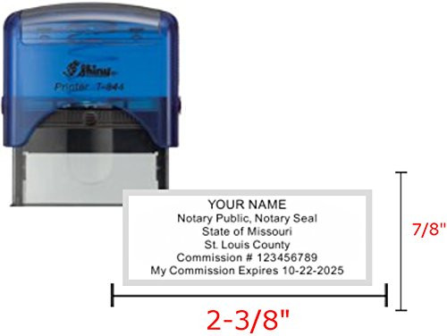 Shiny Blue Notary Stamp - Self Inking  Printer S-844  2.3x0.81 Inch Prints - Missouri