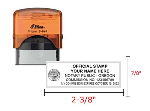 Shiny Orange Notary Stamp - Self Inking  Printer S-844  2.3x0.81 inch Prints - Oregon