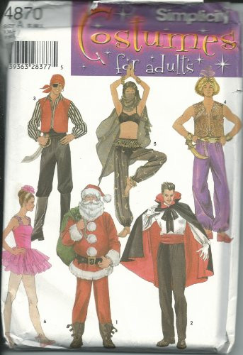 Simplicity 4870A Sewing Pattern Adults Costumes Size S-L