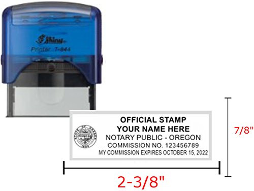 Shiny Blue Notary Stamp - Self Inking  Printer S-844  2.3x0.81 Inch Prints - Oregon