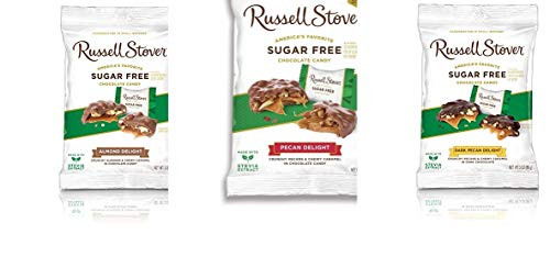 3 pack Sugar Free Pecan Delights Almond Delight Dark Chocolate Pecan  3 oz each