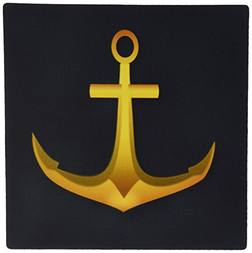 3dRose LLC 8 x 8 x 0.25 Inches Mouse Pad, Image of Elegant Gold Anchor On Black - (mp_179485_1)