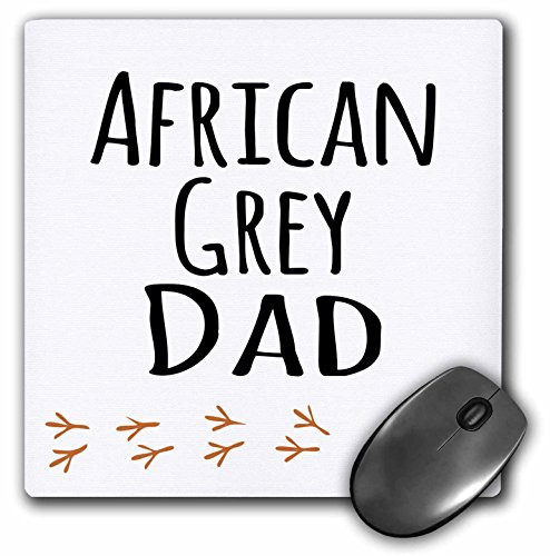 3dRose LLC 8 x 8 x 0.25 Inches African Grey Parrot Dad Text with Bird Footprints Mouse Pad (mp_154011_1)