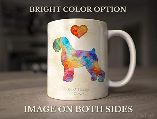 Black Russian Terrier 2 Dog Breed Mug by Dan Morris  Personalize with Dog Name