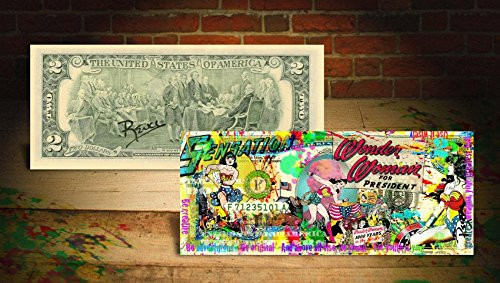 WONDER WOMAN Superhero DC COMICS Movie Genuine U.S. 2 Bill HAND SIGNED by RENCY