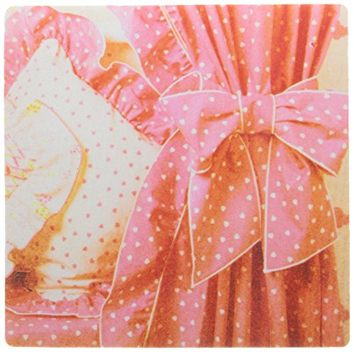 3dRose LLC 8 x 8 x 0.25 Inches Mouse Pad, Shabby Chic Pink and White Hearts and Bow (mp_46569_1)