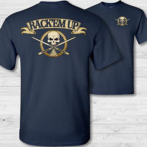 Billiards Skull  and  Crossbones Badge Short Sleeve Tee Shirt