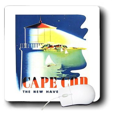 3dRose LLC 8 x 8 x 0.25 Inches Mouse Pad, Cape Cod With New Haven Rail Words and Boats (mp_163693_1)