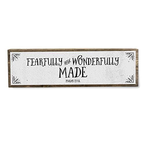 ANVEVO Fearfully and Wonderfully Made - Metal Wood Sign Light - Bible Verse Decorations for Home - Rustic Farmhouse Decor - Rustic Wall Art - Home Decor Modern Home Decor