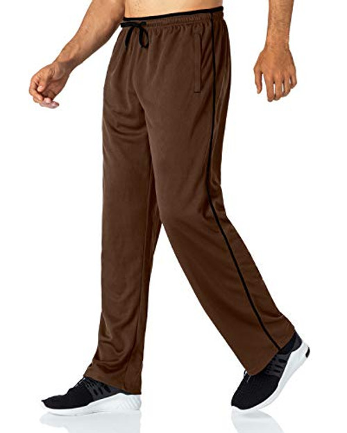 FEDTOSING Sweatpants for Men with Zipper Pockets Althetic Mesh Workout Running Pants -Coffee and Black XL-