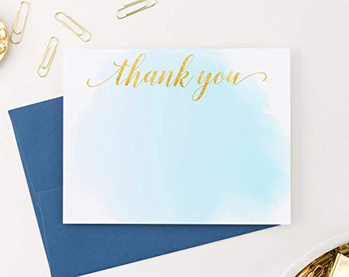 Blue and Gold Watercolor Thank You Cards with Envelopes -FLAT Blank Inside- Boy Baby Shower Thank you Notes with Envelopes Your Choice of Quantity and Envelope Color Blue and Gold Watercolor Thank You Cards with Envelopes -FLAT Blank Inside- Boy Baby Shower Thank you Notes with Envelopes Your Choice of Quantity and Envelope Color
