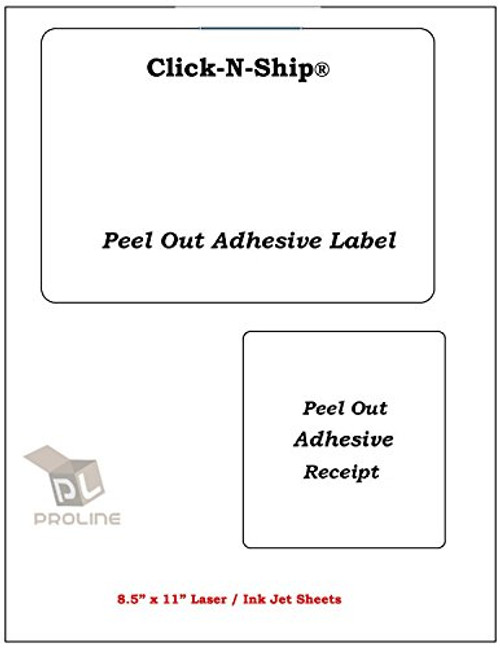 ProLine Click-N-Ship Labels with Peel Away Receipt Labels - Laser Ink Jet Compatible - Perfect for USPS Shipping -200 Sheets 200 Labels-