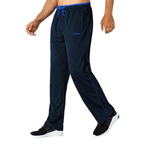 FEDTOSING Jogger Sweatpants Men Open Bottom Workout Running Track Pants with Zipper Pockets -Navy Blue XS-