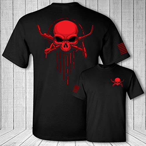 Welder Skull Crossbones USA Flag Welding Short Sleeve Tee Shirt - Pro Red S