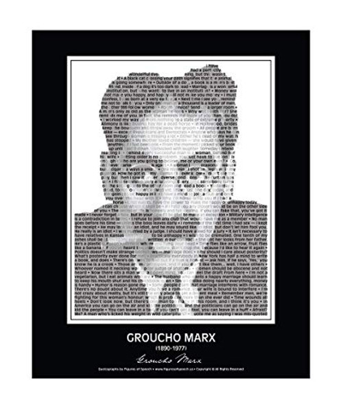 Hilarious Groucho Marx Poster in his own words. Groucho Marx Portrait made of Groucho Marx quotes Wall Art. Home Decor. Print. 11inch x 14inch  -unframed-