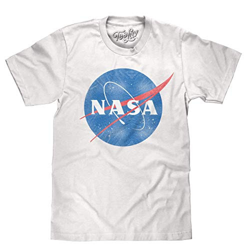 Tee Luv Distressed NASA Shirt - Vintage NASA Meatball Logo T-Shirt -White- -XL-