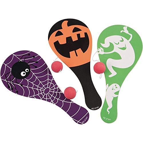 U.S. Toy Halloween Paddle Ball Game -Pack of 12-