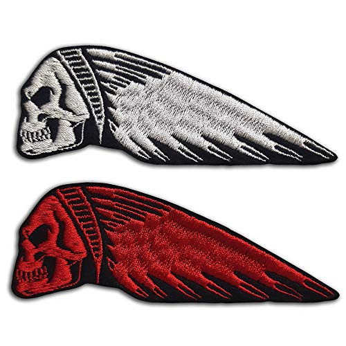 Indian Skull Embroidered Patch Iron on Sew on. Size  10 x 3 5 cm -3 9? x 1 4?- b180