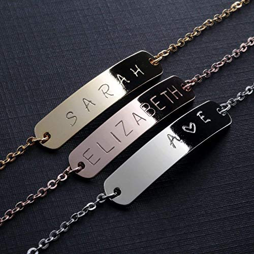 Custom Name Bar Bracelet- Gold Silver Rose Gold Plated Personalized bracelet with Symbol Stamp Bridesmaid Birthday Christmas Gift Best Graduation Day gift Custom Name Bar Bracelet- Gold Silver Rose Gold Plated Personalized bracelet with Symbol Stamp Bridesmaid Birthday Christmas Gift Best Graduation Day gift