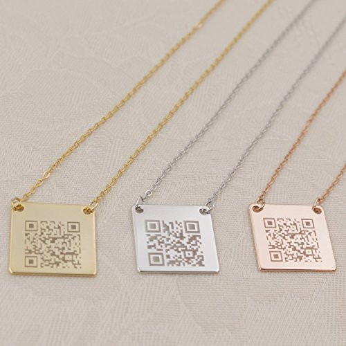 QR Secret Message Necklace Engraving QR CODE Plate Personalized square 16k Gold -Silver Rose Gold- Plated Delicate Initial charms necklace Best Graduation Day gift QR Secret Message Necklace Engraving QR CODE Plate Personalized square 16k Gold -Silver Rose Gold- Plated Delicate Initial charms necklace Best Graduation Day gift