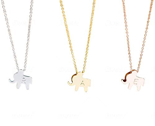 Elephant Necklace Personalized Initial 16k Gold Silver Rose Gold Plated Hand stamped Initial Charms Gold cute Animal Necklace bridesmaid Best Graduation Day gift Elephant Necklace Personalized Initial 16k Gold Silver Rose Gold Plated Hand stamped Initial Charms Gold cute Animal Necklace bridesmaid Best Graduation Day gift