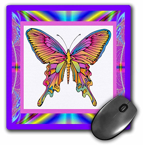 3dRose LLC 8 x 8 x 0.25 Inches Psychedelic Butterfly Mouse Pad (mp_14923_1)