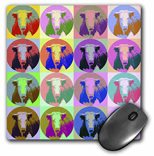 3dRose LLC 8 x 8 x 0.25 Inches Cartoon Cow Pop Art Mouse Pad (mp_8070_1)