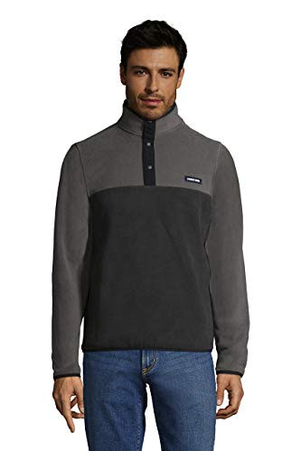 Lands_ End Mens Fleece Snap Neck Pullover Arctic Gray Regular Medium