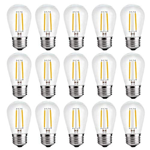 -18-Pack- YiLighting E26 Edison S14 2W Dimmable LED Plastic Light Bulbs Shatterproof for Outdoor String Lights Replacement Bulbs Shatterproof Warm White-2W LED Bulbs-
