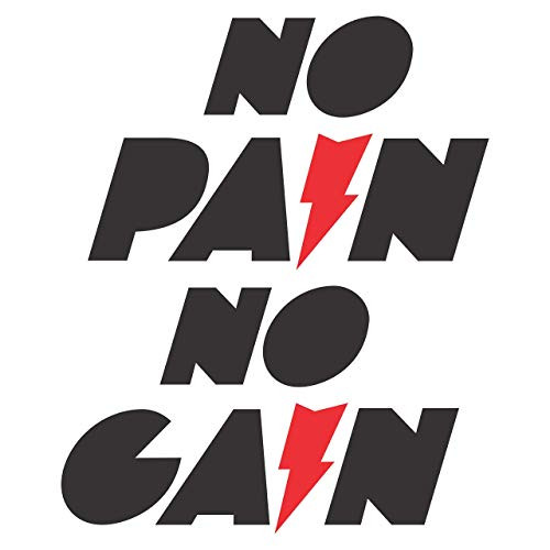 Wallency No Pain No Gain Quote Wall Decal - Inspirational and Motivational Home Gym Decor - High Quality Removable Vinyl Sticker