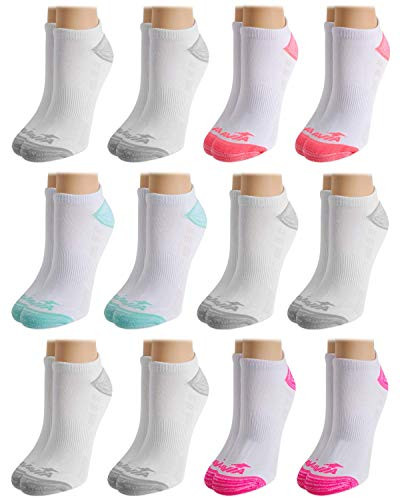 Avia Women_s Performance Moisture Wicking Mesh Vent No Show Socks -12 Pack-  White  Shoe Size  4 - 10