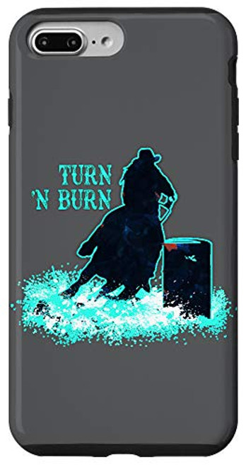 iPhone 7 Plus 8 Plus Barrel Racing Barrel Racer Rodeo Turn _N Burn - Teal Grey Case